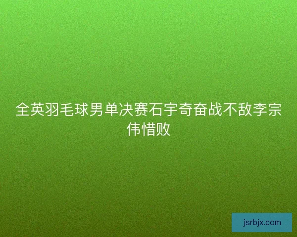 全英羽毛球男单决赛石宇奇奋战不敌李宗伟惜败