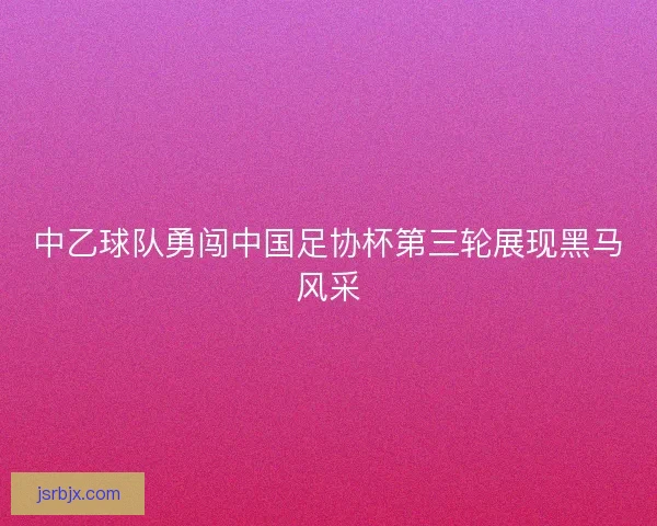 中乙球队勇闯中国足协杯第三轮展现黑马风采